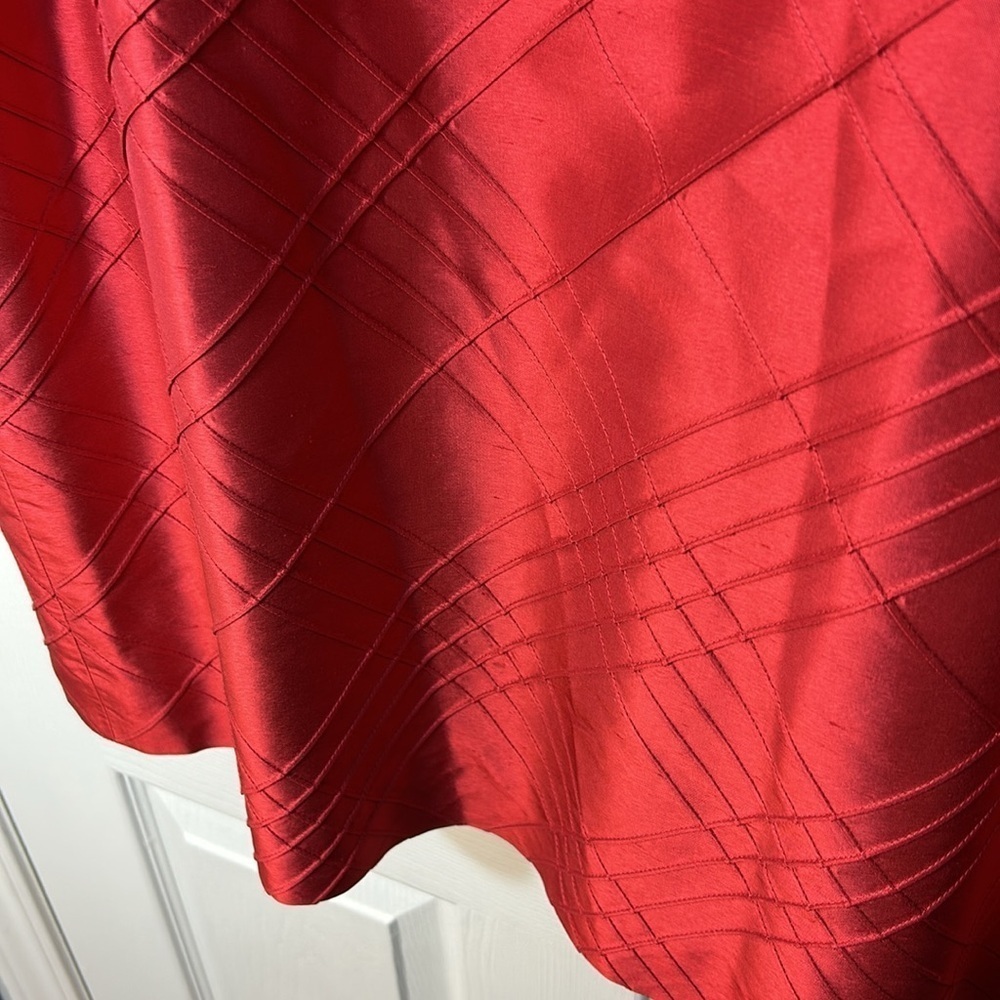 Talbots petite pure silk textured taffeta red midi length skirt size 16 WP - Picture 6 of 9